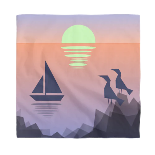 船と夕陽と海鳥と。 Bandana