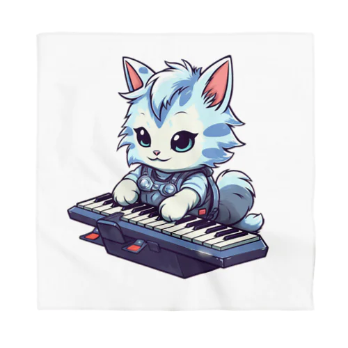 可愛いネコちゃんとキーボード バンダナ
