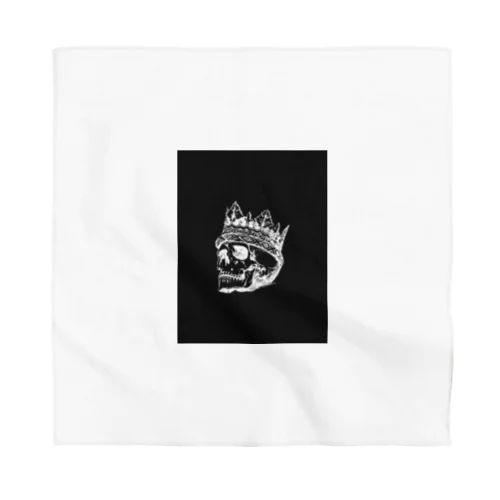 Black White Illustrated Skull King  Bandana