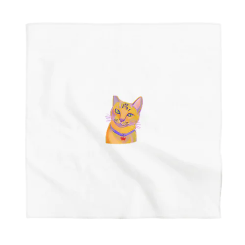 鮮やかな凛々しい猫さんのイラストグッズ Bandana