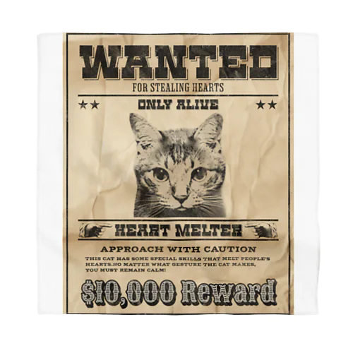 WANTED ハート泥棒（舌をだす猫） Bandana