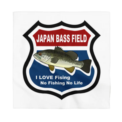 Japan Bass Field バス釣り大好き ロードサイン風 バンダナ