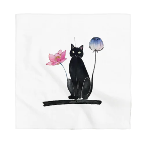 黒猫と花 Bandana