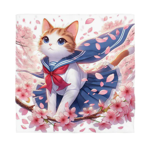 桜咲く華の学生猫 botan Bandana