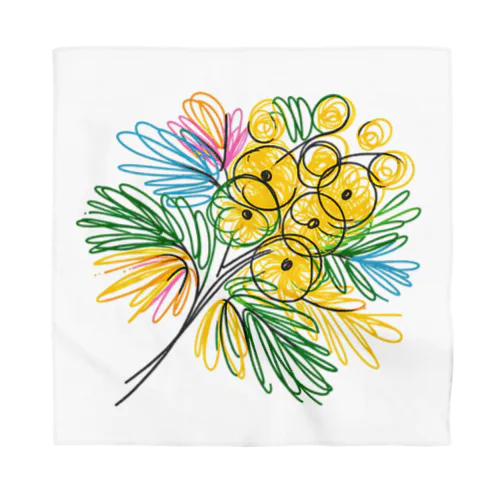 鮮やかなカラフルなミモザの花束 Bandana