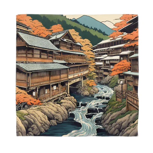 日本の風景、温泉街　Japanese hot spring town Bandana