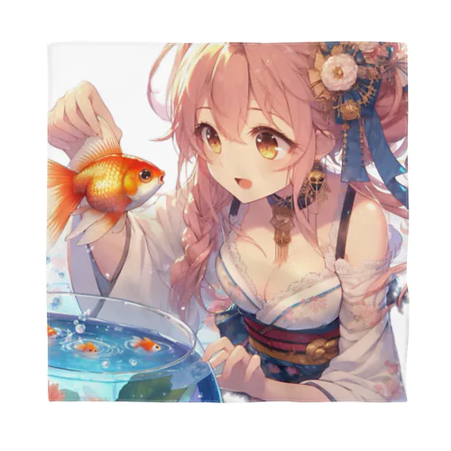 金魚と浴衣姿の女の子 Bandana