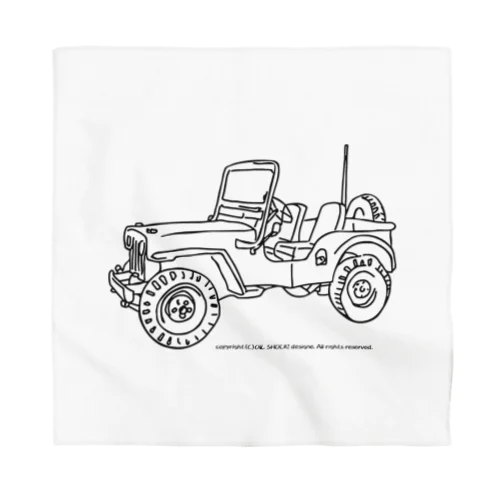 Jeep イラスト ライン画 バンダナ