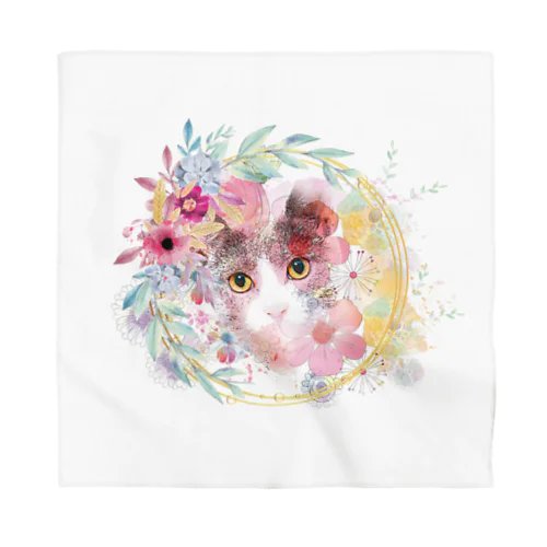 猫と花輪 Bandana