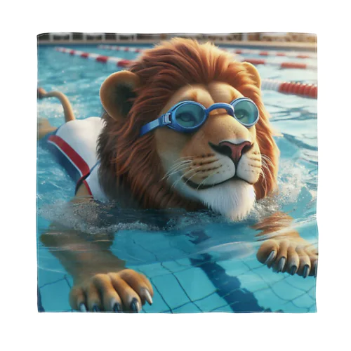 ライオンシリーズ第11弾　泳いでいるライオン バンダナ