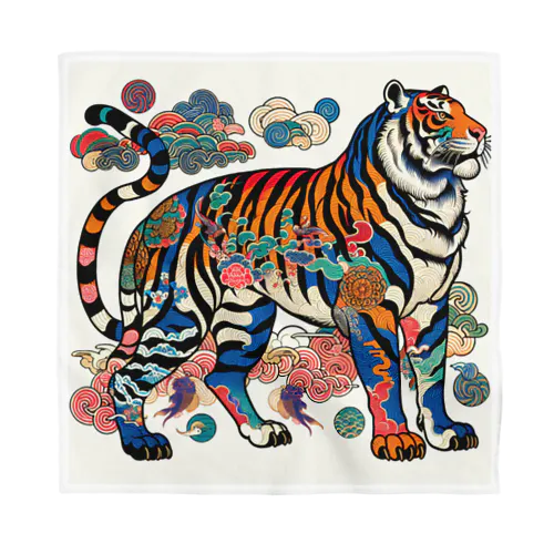 浮世絵風　虎（威風堂々）"Ukiyo-e Style: Majestic Tiger" "浮世绘风格：威风凛凛的虎" Bandana