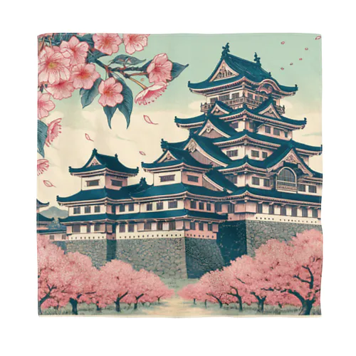 Spring in Himeji, Japan: Ukiyoe depictions of cherry blossoms and Himeji Castle Bandana