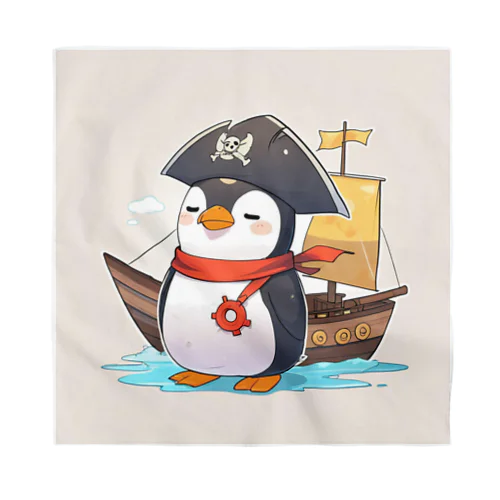 おもちゃの海賊船に乗ったかわいいペンギン バンダナ