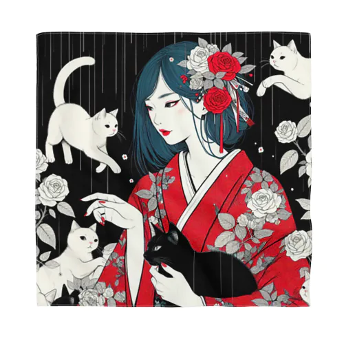 ネコ三昧（黒い空間・浮世絵風） Bandana