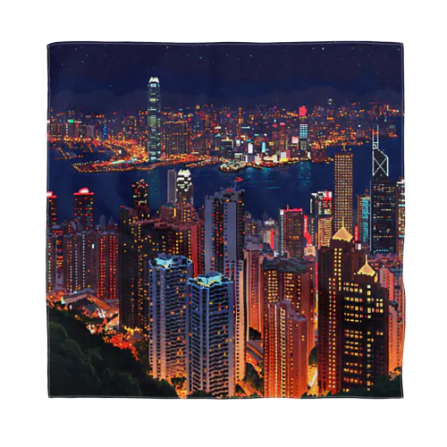 【絶景ピクセルアート】香港の夜景 Bandana
