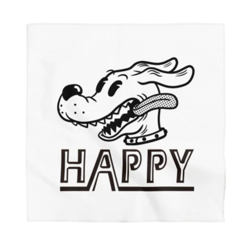 happy dog (black ink) バンダナ