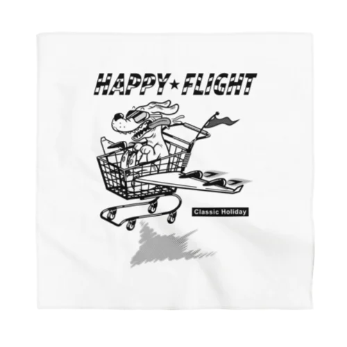 happy dog -happy flight- (black ink) バンダナ