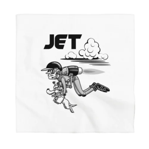 happy dog -JET- (black ink) Bandana