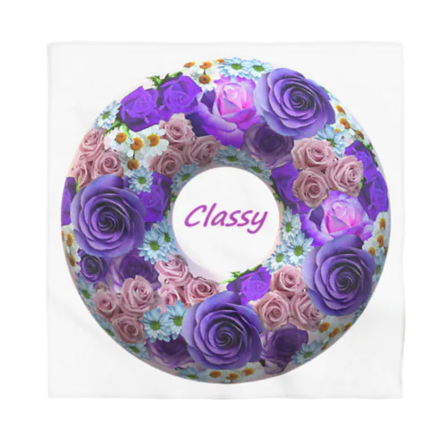 薔薇のリース　パープル　 Classy バンダナ