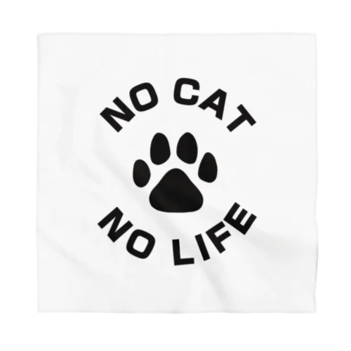 NO CAT NO LIFE 肉球 黒 バックプリント Bandana