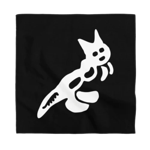 ナスカの地上絵の猫　白ナスカネコ Bandana