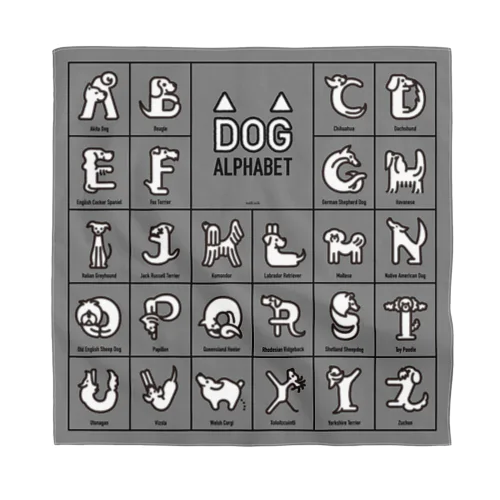 DOG alphabet-四角 バンダナ