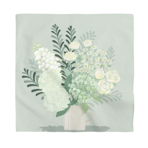 white flower bouquet  バンダナ