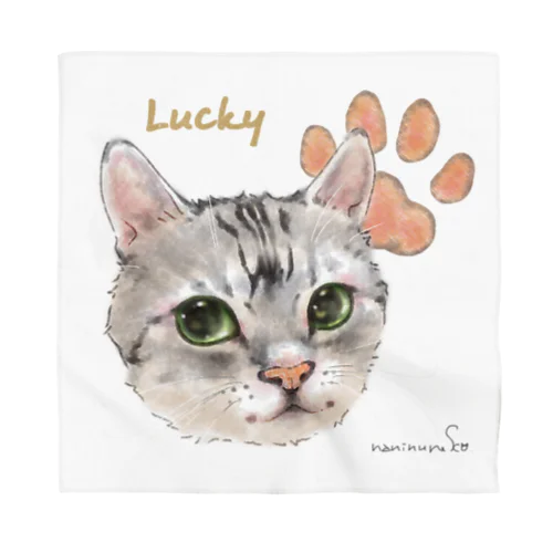 うちの子にくきゅうポートレート★Lucky バンダナ