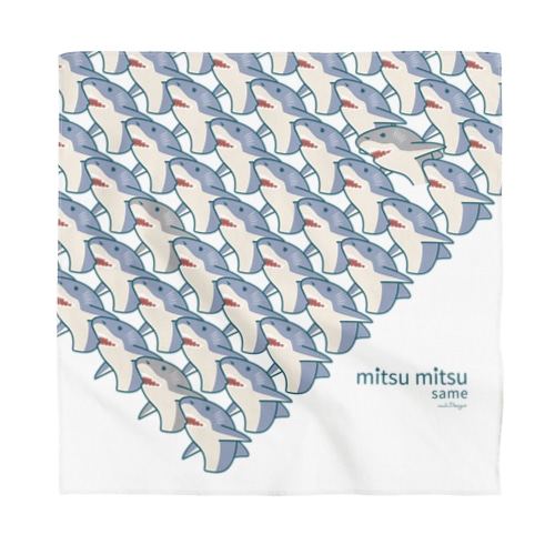 mitsu mitsu same | 画一的なサメさんたちの密｜青緑color Bandana