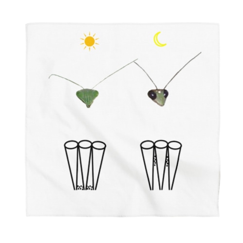 カマキリの昼と夜の複眼（絵文字、背景透過ver） Bandana