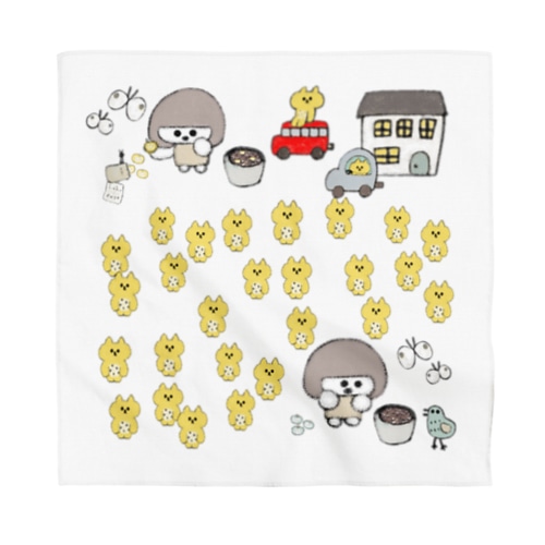 シュールな動物たち(ミルク) Bandana