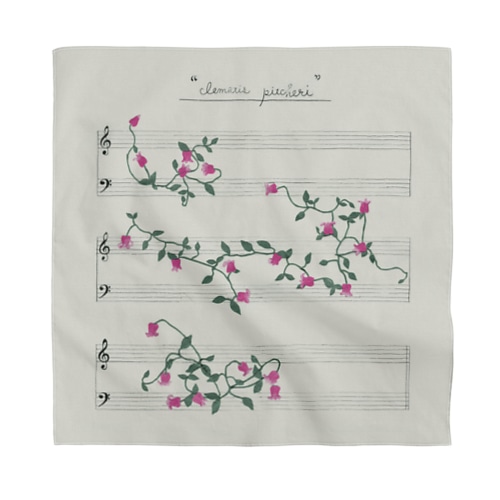 piano score & flower (clematis) Bandana