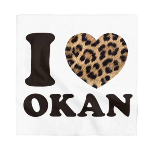 I love okanヒョウ柄 バンダナ