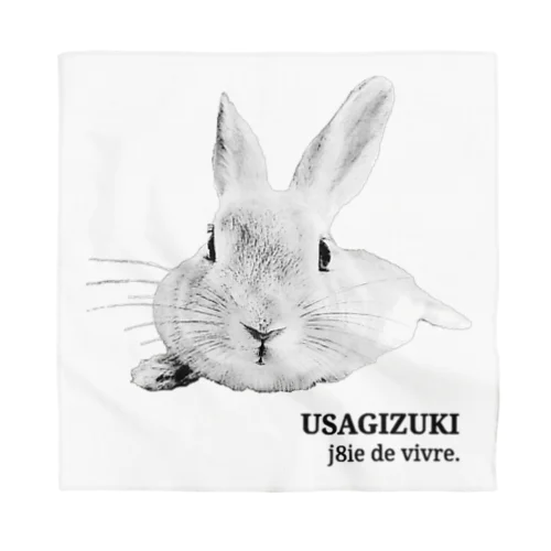 うさぎの休憩　USAGIZUKI　モノクロ バンダナ