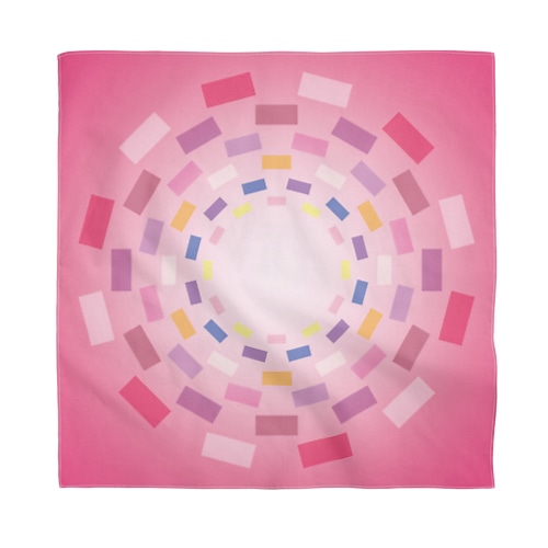 四角円模様ピンク色バンダナ Bandana