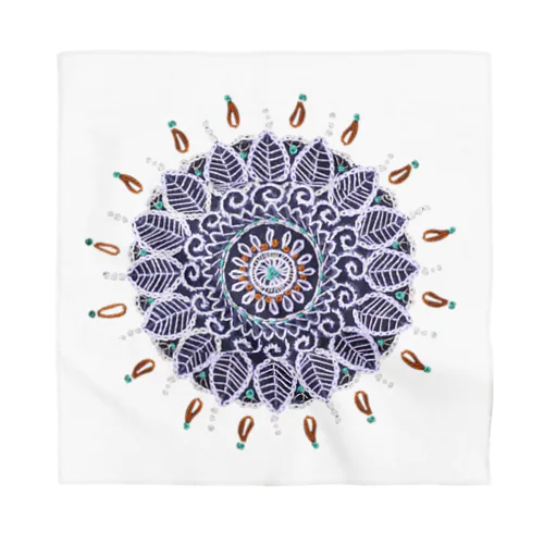 アラベスク刺繡 ✸ ホワイト バンダナ