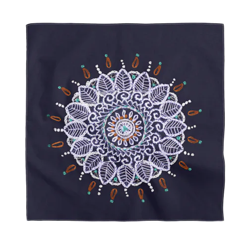 アラベスク刺繍 ✸ ネイビー バンダナ
