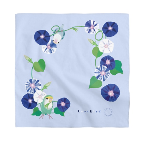 ラブバと朝顔（背景パープル） Bandana