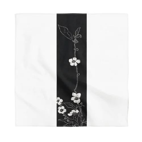 白と黒　花模様 Bandana