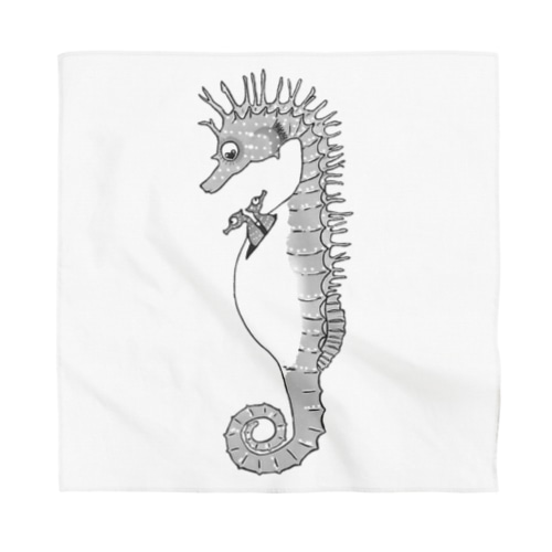 タツノオトシゴさんはイクメンです　モノトーン Bandana