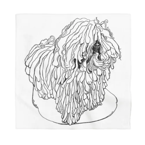 かしこいプーリー犬　3さい、立ちました。puli illustration  バンダナ