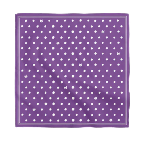 cat and dots <purple & white> Bandana