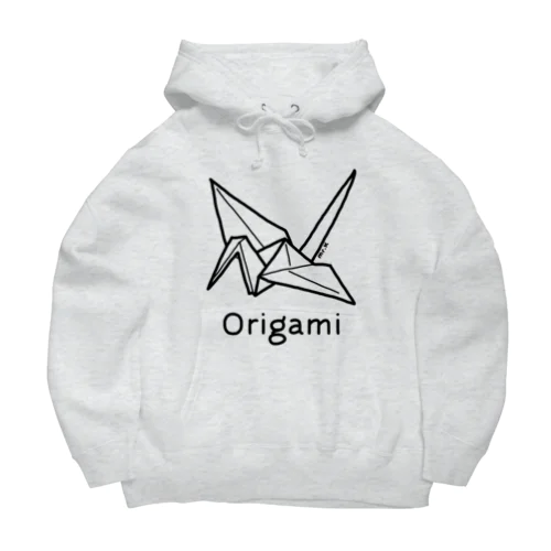 Origami (折り紙鶴) 黒デザイン Big Hoodie