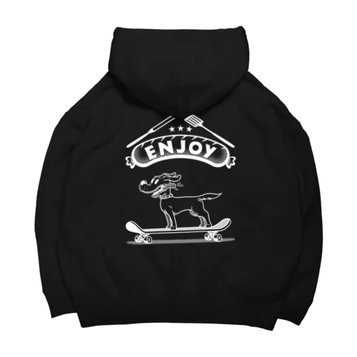 happy dog -ENJOY- (wite ink) Big Hoodie