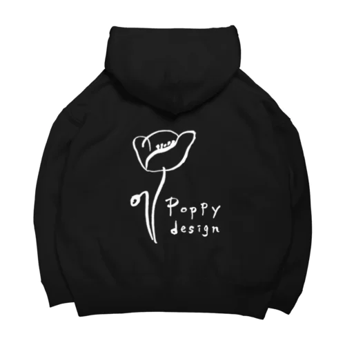 Poppy design 白ライン Big Hoodie