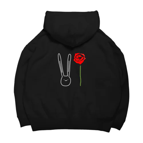 【黒パーカー用】黒にうさぎばら Big Hoodie