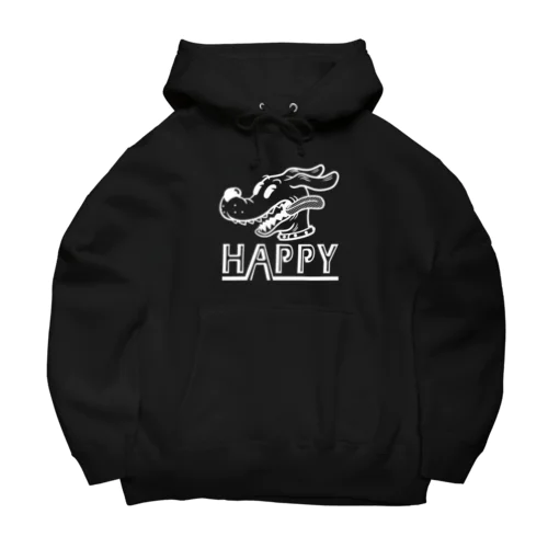 happy dog (white ink) Big Hoodie