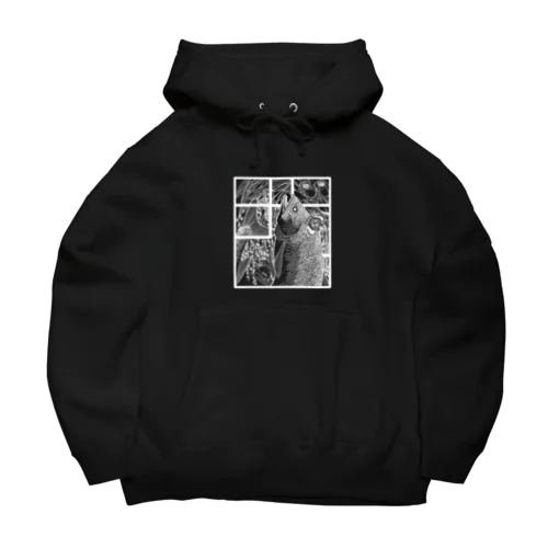 縁起物サケパーカー(黒) Big Hoodie