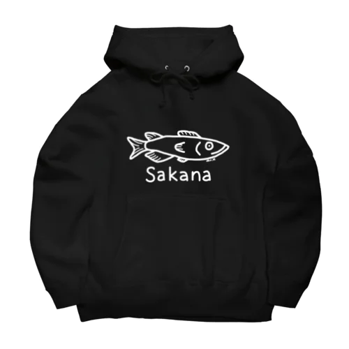 Sakana (魚) 白デザイン ビッグシルエットパーカー