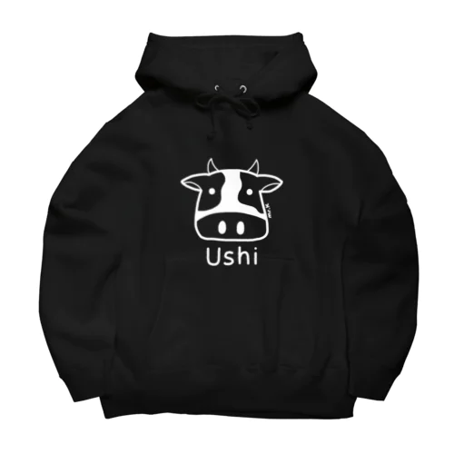 Ushi (牛) 白デザイン Big Hoodie